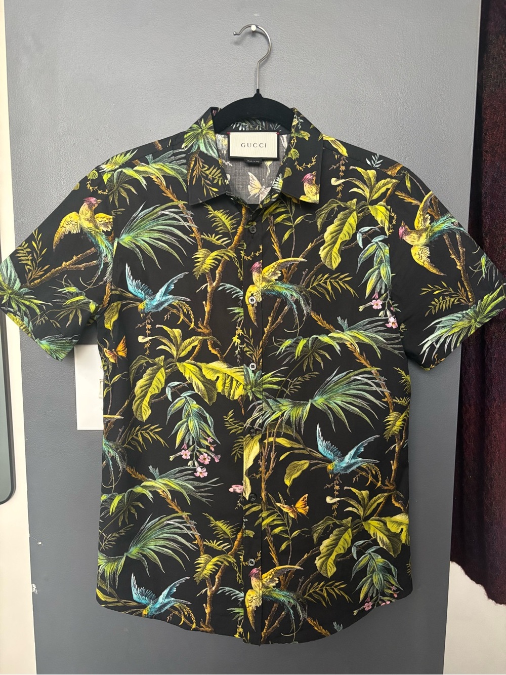 GUCCI Printed Cotton Short Sleeve Duke Shirt Made in Italy